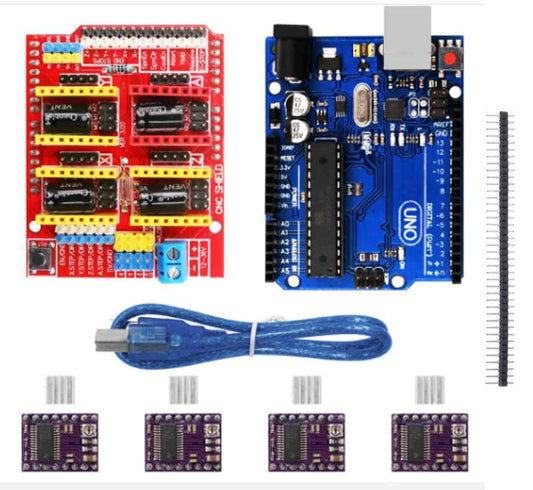 Buy Arduino UNO R3 Board + CNC Shield + 4xDRV8825 Driver Kit compatible Online in India