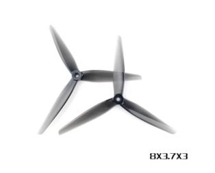 HQProp 8X3.7X3 Grey(1CW+1CCW)-Poly Carbonate Triblade Propeller