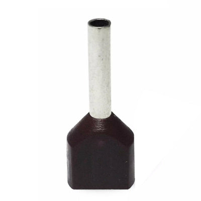 Twin Insulated Bootlace Wire Crimp Ferrule End Terminal Lug-Brown-1 sqmm