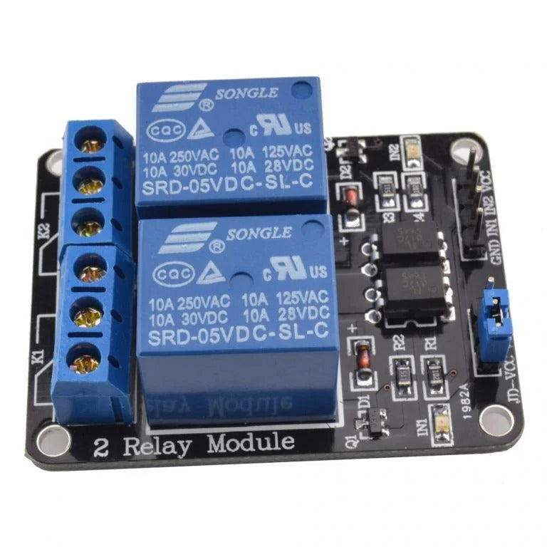 2-Ch 5V relay Board with optocoupler - The Tech Depot