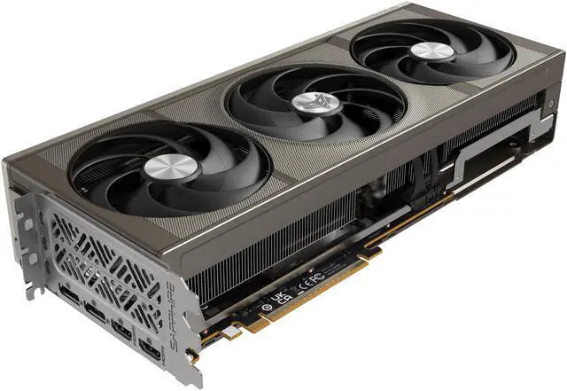 Sapphire Nitro+ AMD Radeon RX 9070 XT OC 16GB GDDR6 Graphics Card - angle view, I/O side