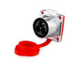 LP-24 Male 3 Pin Soldering Type Floating Power Socket with Metal Shell IP67 500V 25A