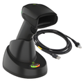 Honeywell Xenon XP 1952g GSR cordless 2D barcode scanner in its charging base with USB cable