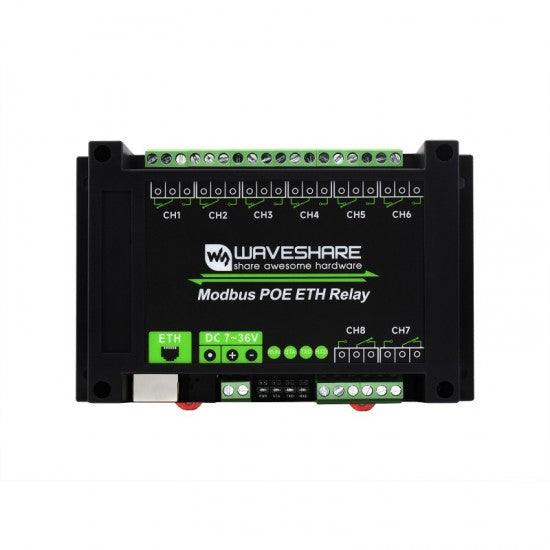 8-ch Ethernet Relay Module, Modbus RTU/Modbus TCP Protocol, PoE port Communication, With Various Isolation And Protection Circuits - Without Power Adapter