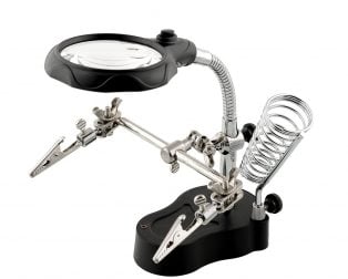 TE-801 Multi-function LED Magnifier PCB Soldering iron Stand Holder Table Magnifying glass 35X 12X w/ 2-LED Light