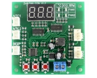 2CH 4 Wire LED Digital PWM Motor Speed Controller Fan Temperature Controller Buzzer Alarm DC 12V 24V 48V with 50CM Cable