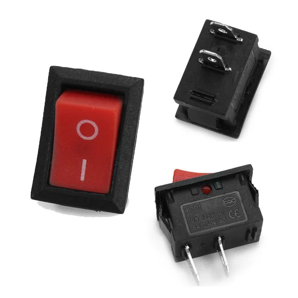 3A 250V AC SPST ON-OFF Mini Rocker Switch Red - The Tech Depot