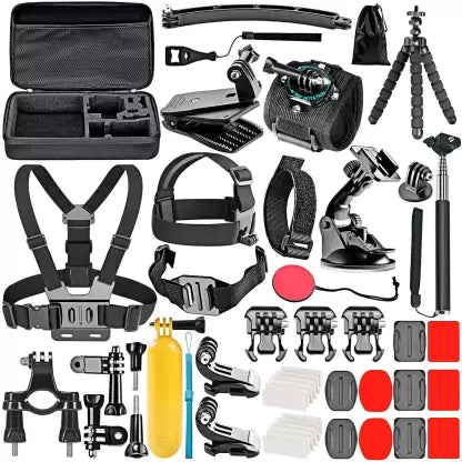 CASON 50 in 1 Premium Action Camera Accessories Kit for CN10 ,CS6,SJCAM,GOPRO,DJI OSMO Strap  (Black)