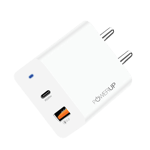 PowerUp 20W Dual Port Type C + USB Qualcomm Quick Charge 3.0 Wall Charger ( White )