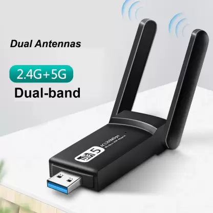 Wavenex Dual Band Realtek Wi-Fi USB Adapter RTL8812BU 1200 Mbps USB Adapter  (Black)