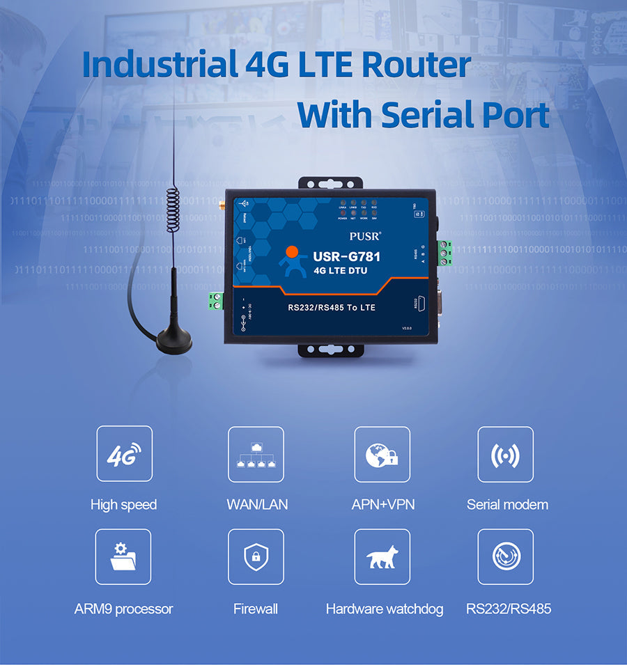 USR-G781-E Industrial Serial RS232 RS485 to 4G LTE Modem