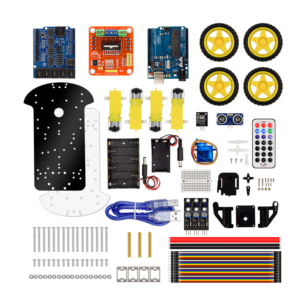 Multi-Functional 4WD Robot Car Chassis Kits UNO R3 For Robot Car Assembly - The Tech Depot