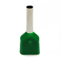 Twin Insulated Bootlace Wire Crimp Ferrule End Terminal Lug-Green-0.75 sqmm