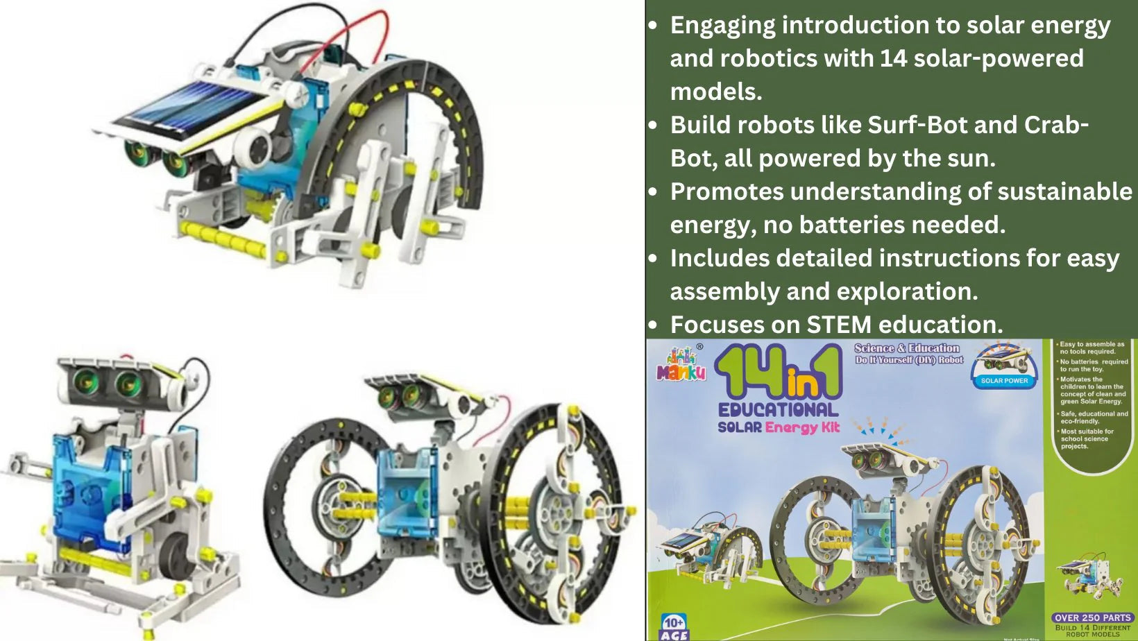 14 in 1 eduactional solar transformer robot toy