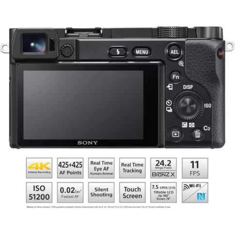 Sony Alpha ILCE-6100X with Upgraded SELP1650 (Ver 2) Power Zoom Lens + SEL55210 Lens