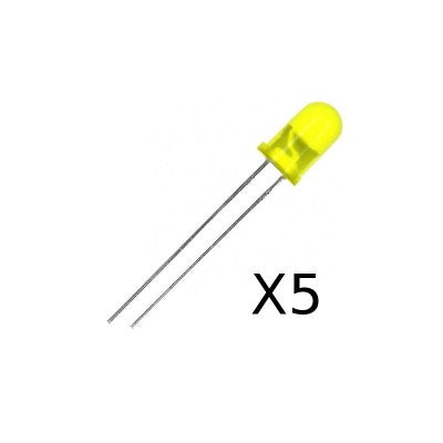 5mm DIP Yellow LED (Pack of 5)