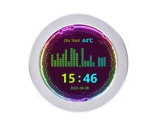 Waveshare 2.1/2.8 Inch USB Monitor, IPS Panel, Water Cooler Screen, PC case Secondary Screen, 480×480 Resolution, With Music Spectrum Analysis Function