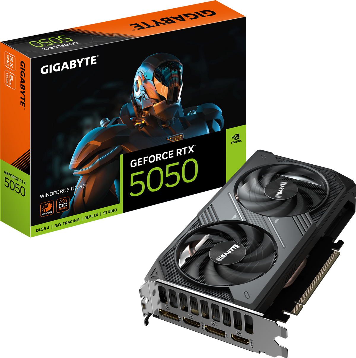 Gigabyte GeForce RTX 5050 WINDFORCE OC 8G graphics card front view