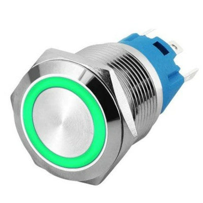 19mm ProMax PPS19005GRM Metal Push Button Switch Waterproof Momentary Green