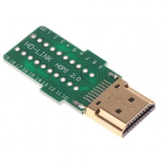 HDMI Male Connector Breakout Board - 19 Pin Gold Plated Connector HDMI Male Connector Breakout Board