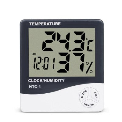 HTC-1 High Precision Large Screen Electronic Indoor Temperature, Humidity Thermometer with Clock Alarm