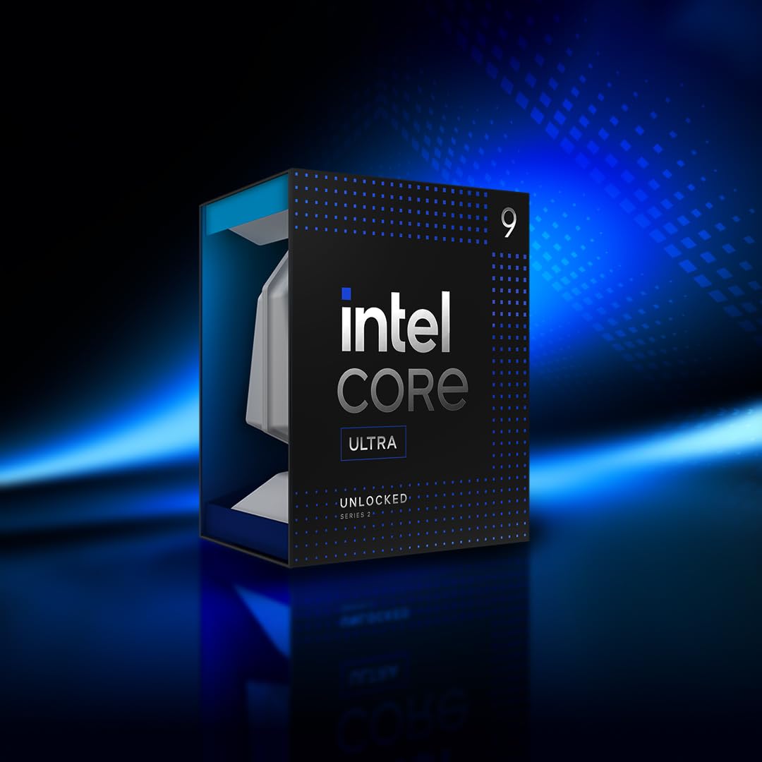Intel Core Ultra 9 285K Desktop Processor – LGA1851, 24 cores (8P+16E) - box angle view