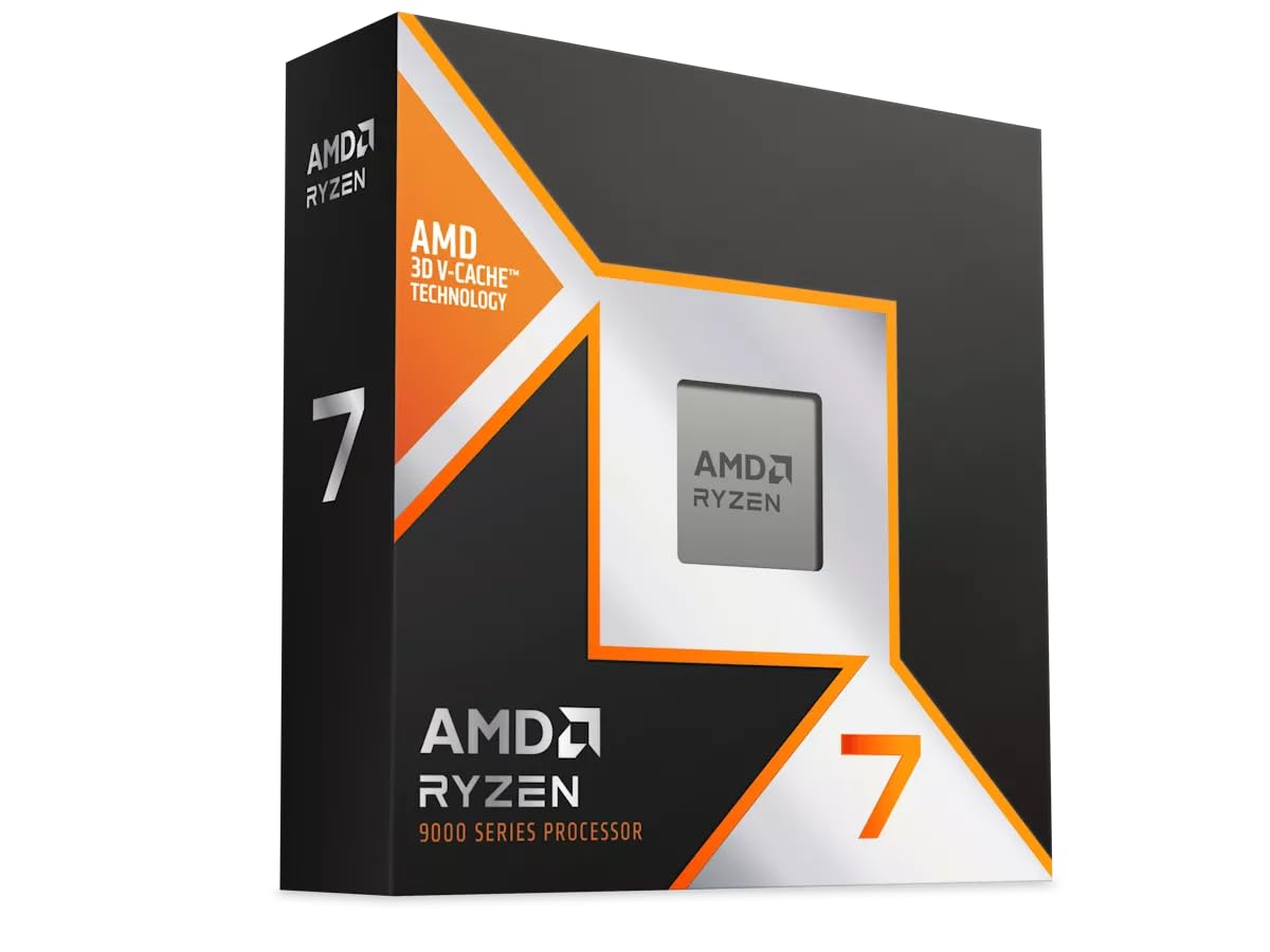 AMD Ryzen 7 9800X3D Desktop Processor - retail box, angle view
