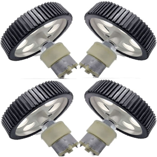 4 pieces 10 X 2 Cm Gear Motor Robot Wheel & 4 pieces 200 RPM Gear Motor