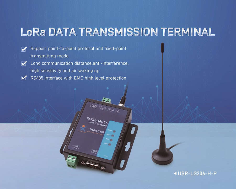 USR-LG206-H-P LoRa Modem Serial RS232 RS485 to LoRa Converter