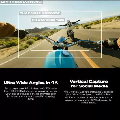 GoPro HERO12 DualLCDScreens 5.3K60 UltraHDVideo HyperSmooth 6.0withAutoBoostWaterproof Sports and Action Camera  (Black, 27 MP)