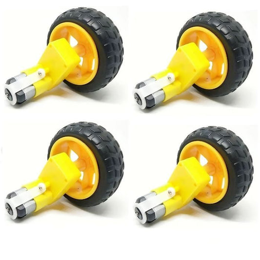 Single Shaft L-Shaped 60 RPM BO Motor with 65X25mm Wheel - 4 Sets
