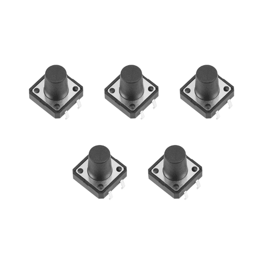 4-Pins DIP Momentary Square Tactile Push Button Switch 5 Pieces - 12x12x12mm - The Tech Depot