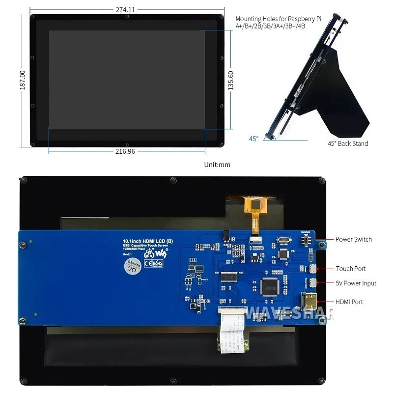 10.1 inch capacitive touch screen LCD 1280x800 (HD101)
