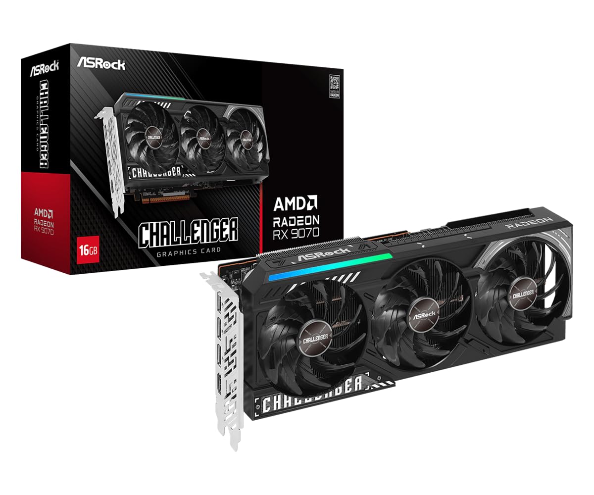 ASRock AMD Radeon RX 9070 Challenger 16GB GDDR6 Graphics Card - retail box