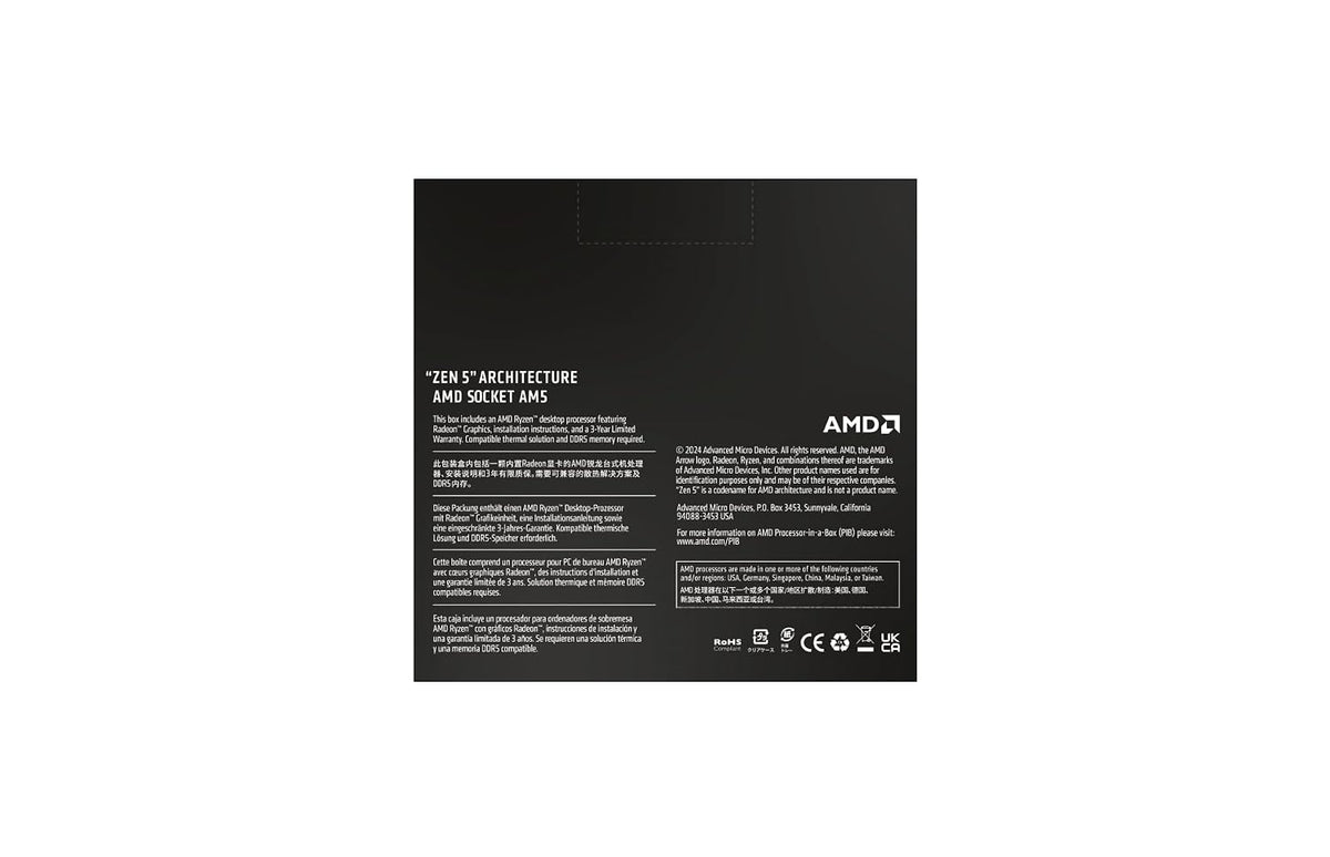 AMD Ryzen 5 9600X Desktop Processor - retail box back