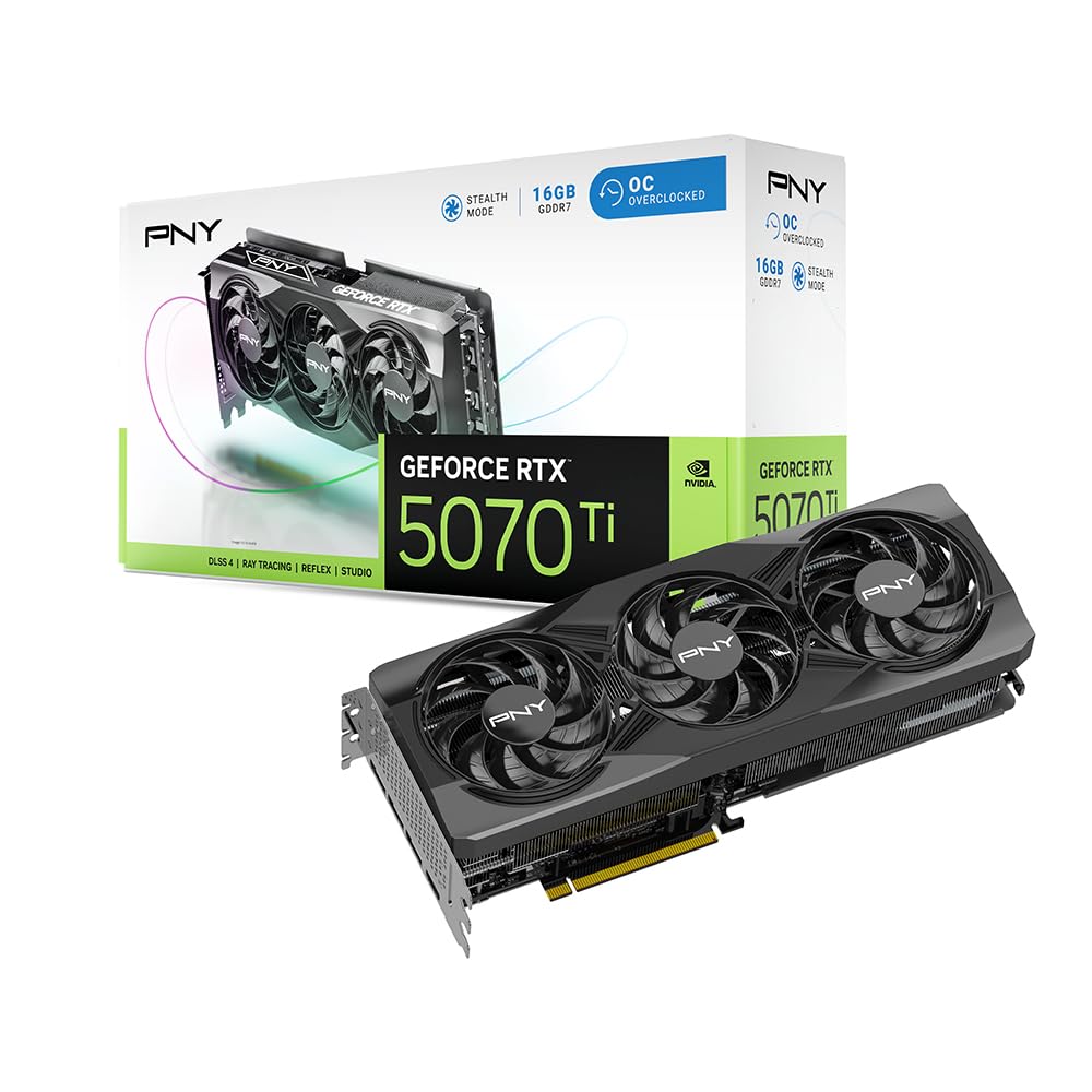 PNY GeForce RTX 5070 Ti OC Triple Fan 16GB GDDR7 Graphics Card - retail box