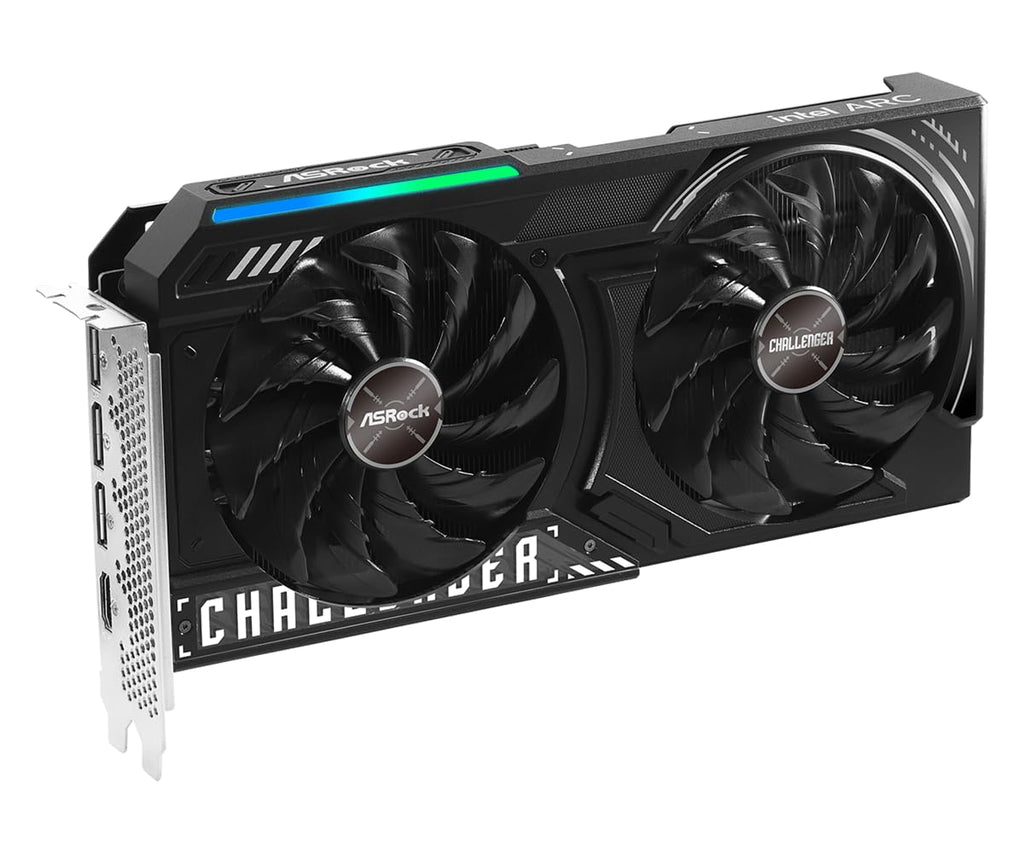 ASRock Intel Arc B570 Challenger 10GB OC GDDR6 Graphics Card - angled view