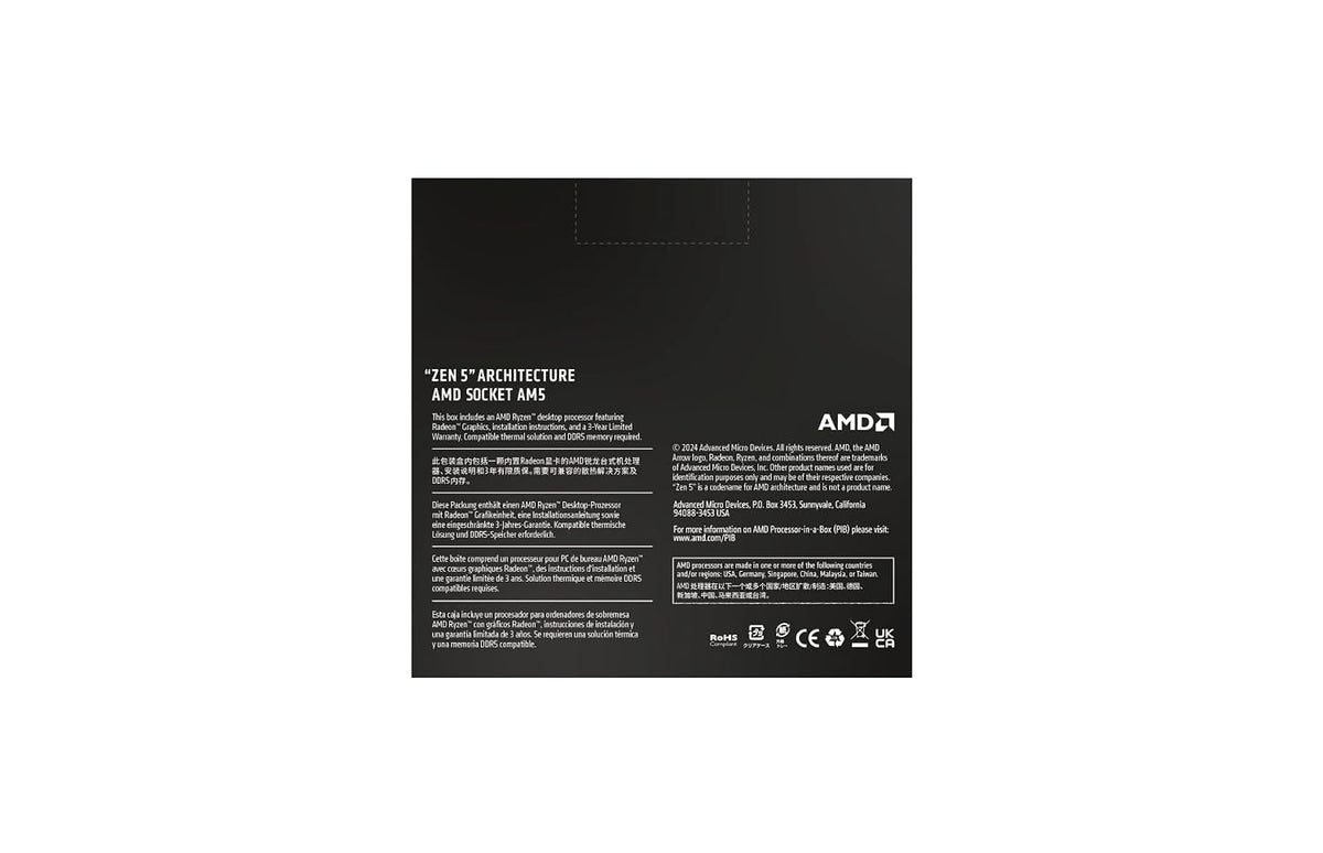 AMD Ryzen 9 9900X Desktop Processor - retail box back