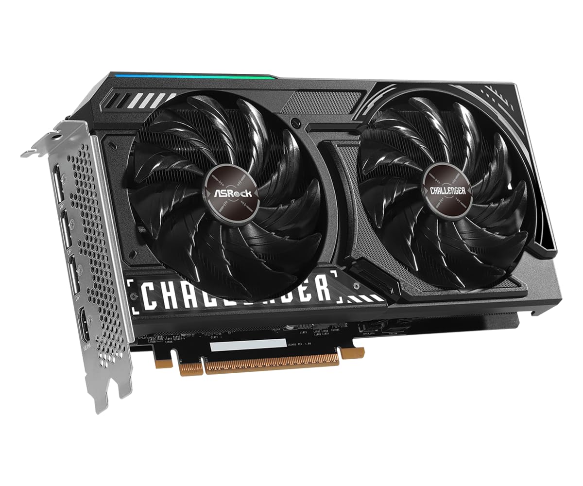ASRock Intel Arc B570 Challenger 10GB OC GDDR6 Graphics Card - display outputs angle