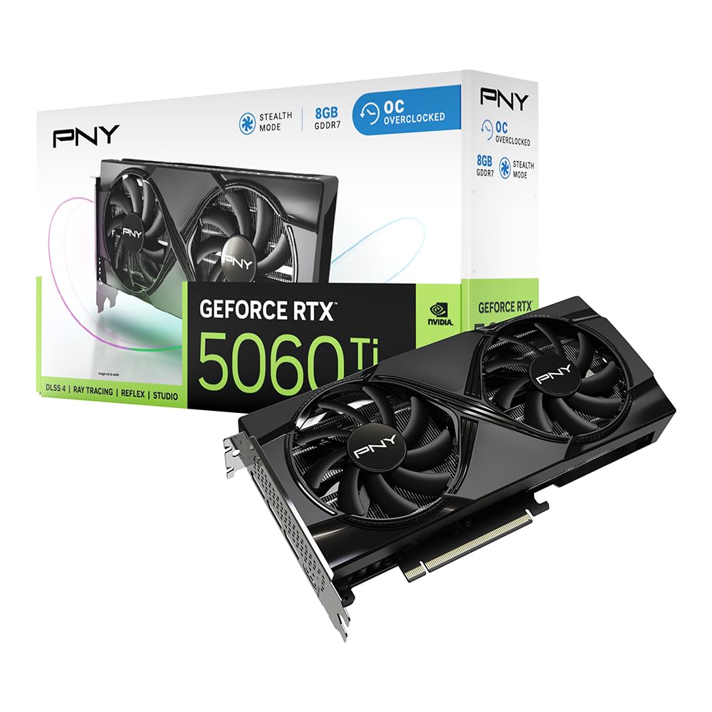 PNY GeForce RTX 5060 Ti OC Dual Fan 8GB GDDR7 Graphics Card - retail box