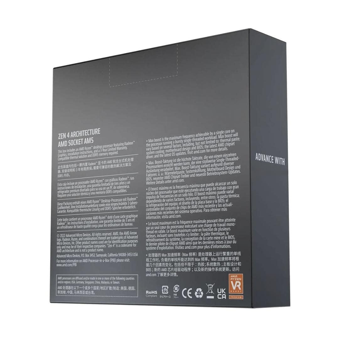 AMD Ryzen 5 7600X Desktop Processor - retail box back