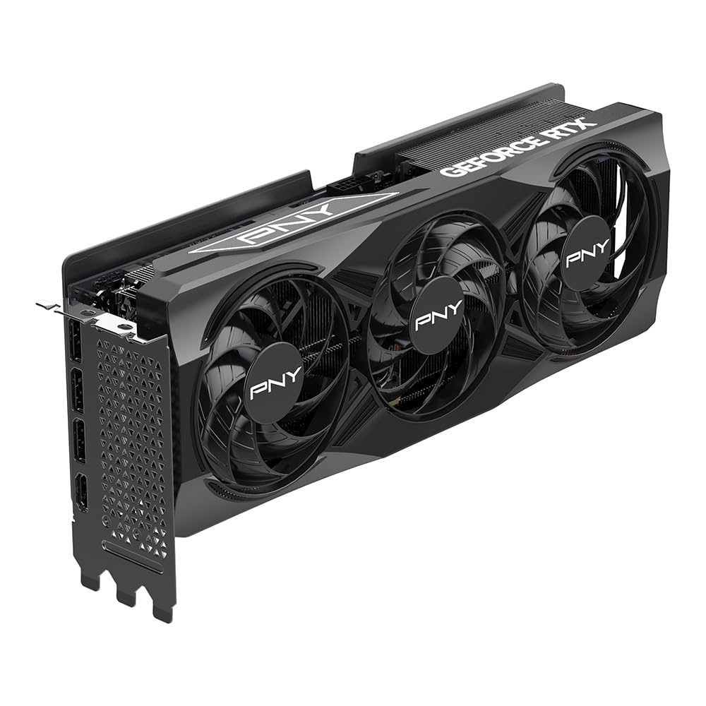 PNY GeForce RTX 5070 Ti OC Triple Fan 16GB GDDR7 Graphics Card - angled view