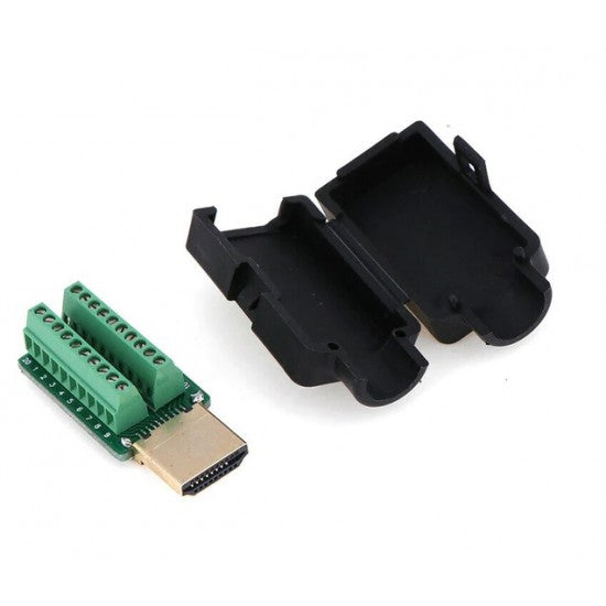 HDMI Male Connector Breakout With Shell - 19 pin