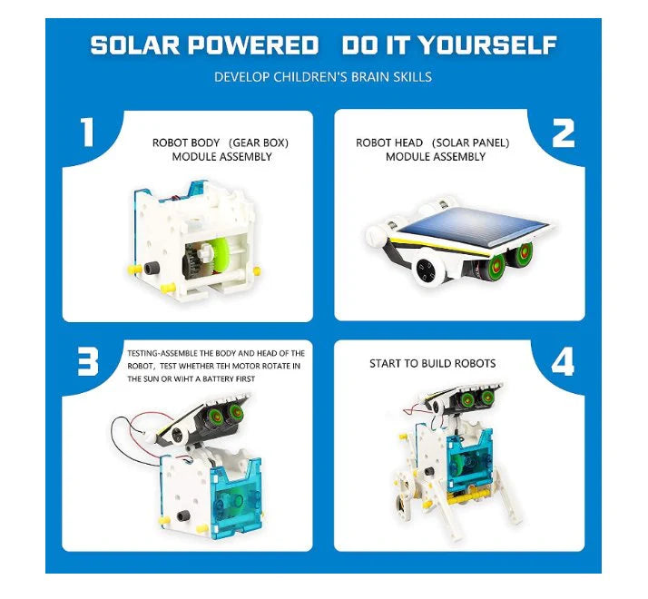 14 in 1 eduactional solar transformer robot toy