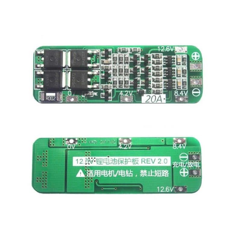 3 Series 20A 18650 Lithium Battery Protection Board 11.1V 12V 12.6V - The Tech Depot