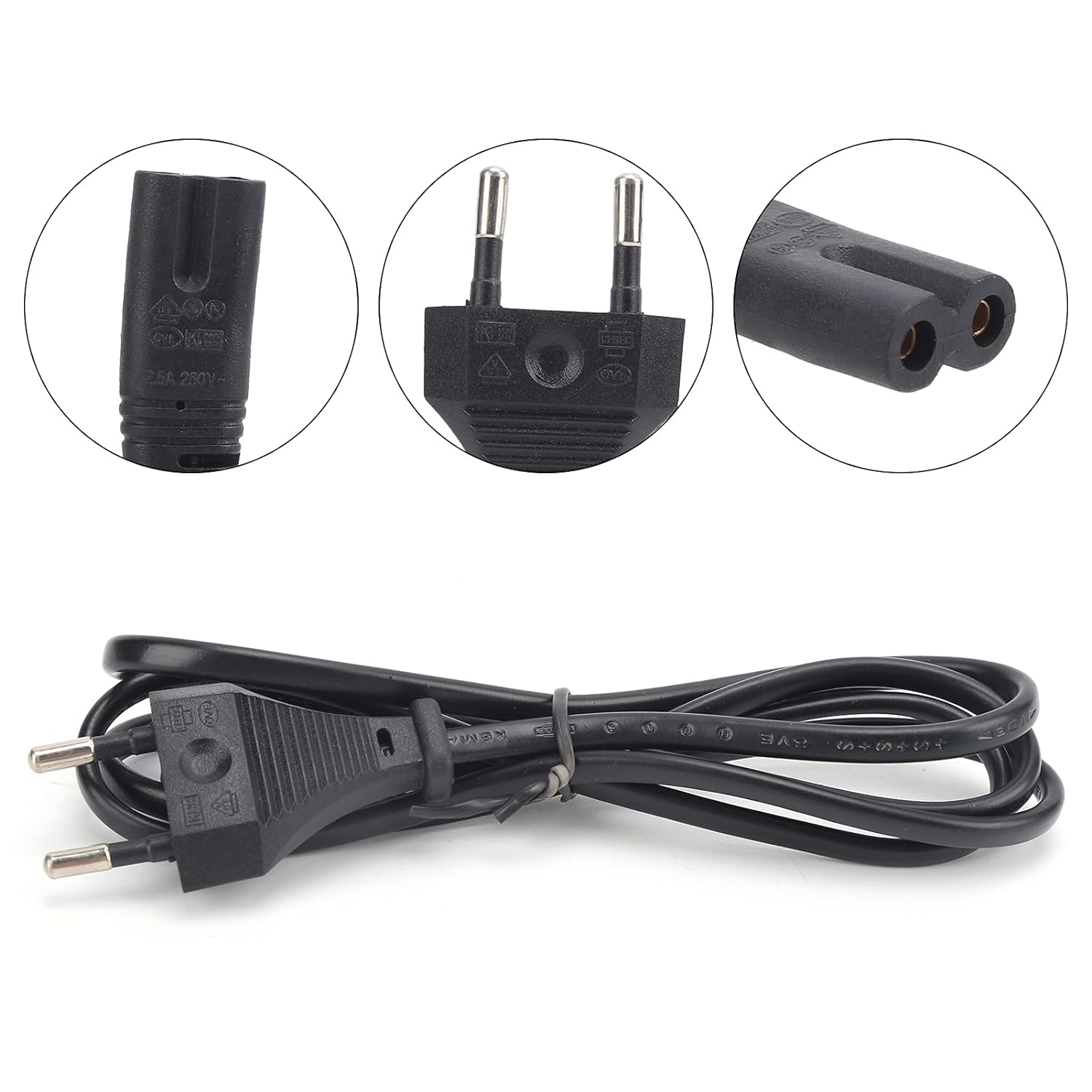 AC Mains Power Cord 250V 2.5A ICE320 C8 Female Socket - 1.5 Meter
