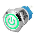 16mm ProMax PPS16012GPL Metal Push Button Switch Waterproof Latching Green