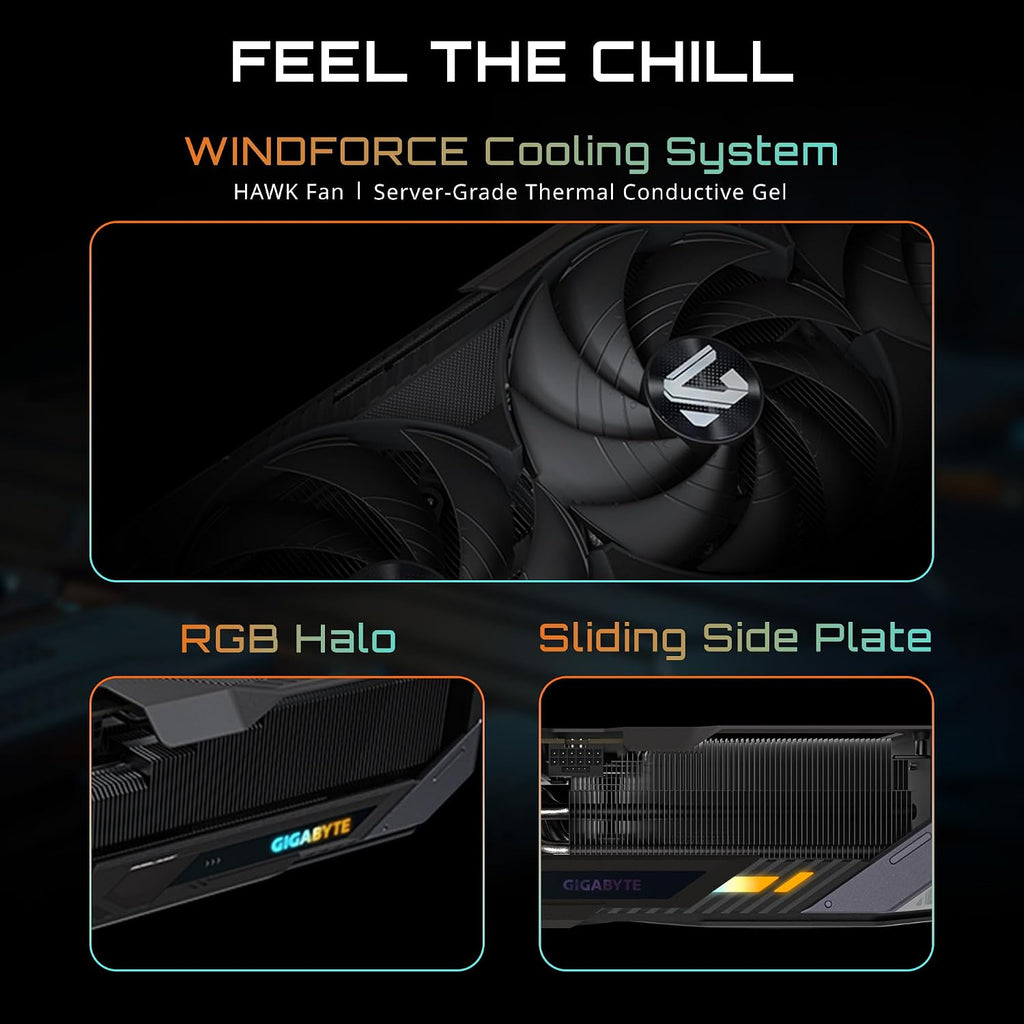 Gigabyte GeForce RTX 5080 Gaming OC 16G GDDR7 Windforce Graphics Card - Windforce cooling