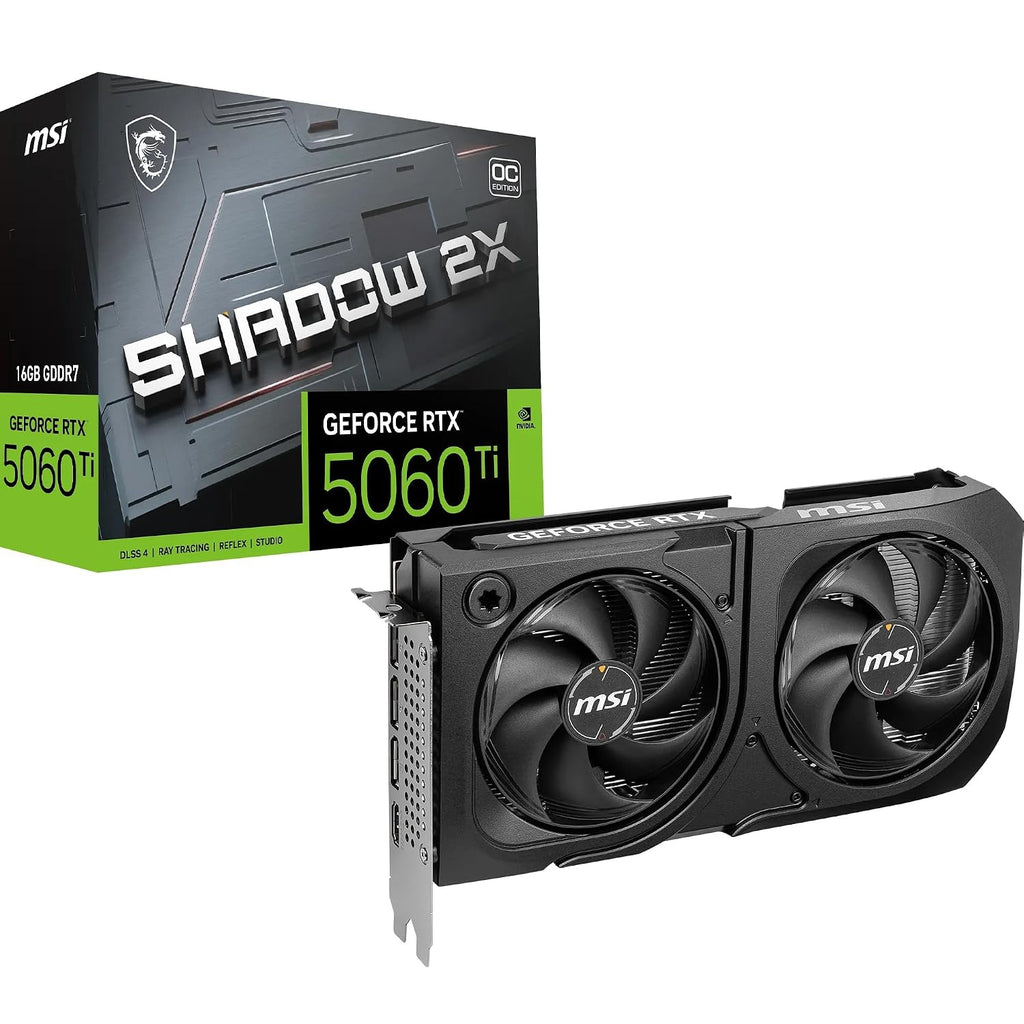 MSI GeForce RTX 5060 Ti 16G Shadow 2X OC Plus 16GB GDDR7 Graphics Card - retail box and card
