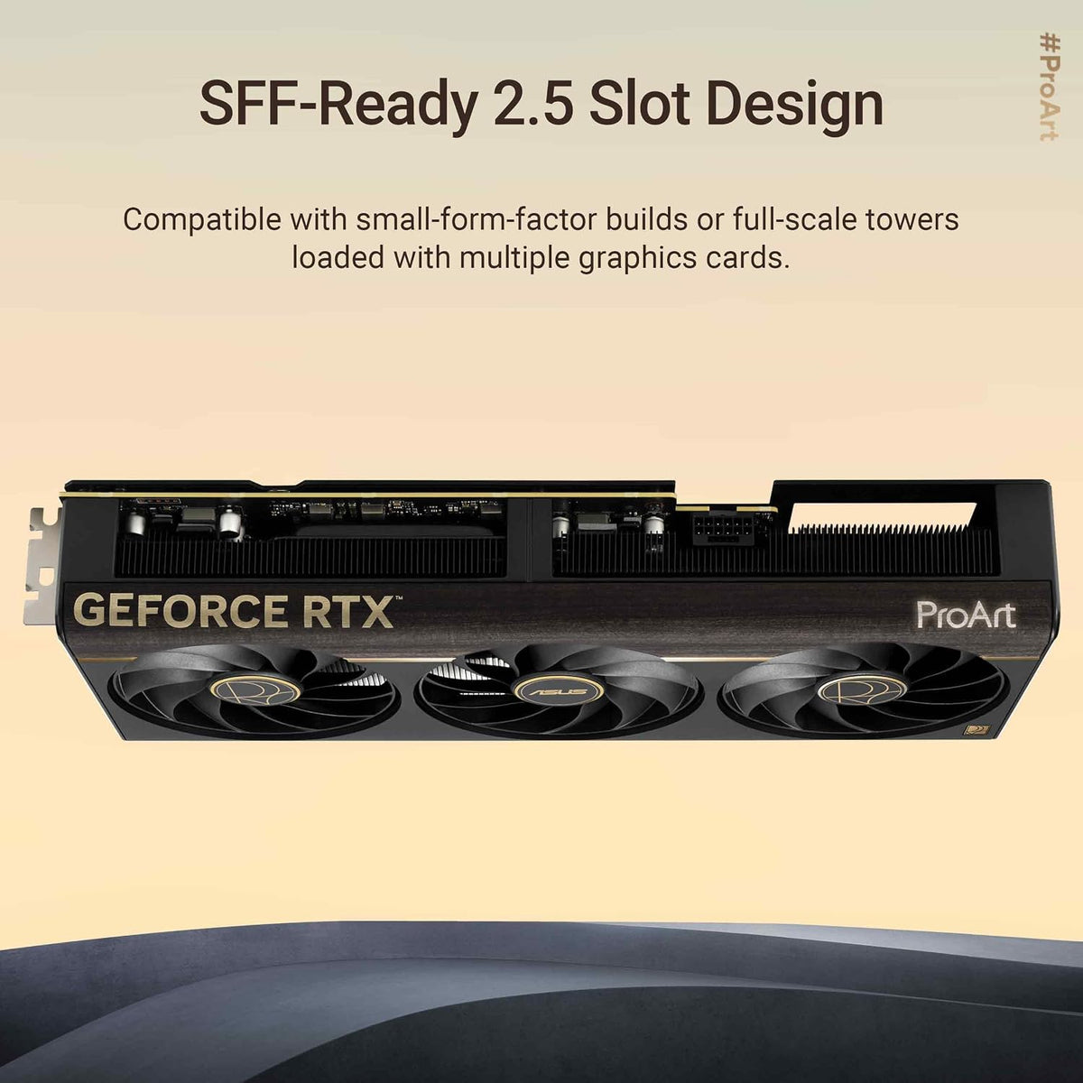 ASUS ProArt GeForce RTX 5080 16GB GDDR7 OC Edition Graphics Card - side profile 2.5 slot design
